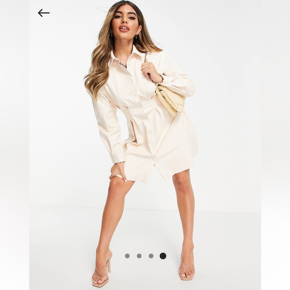 ASOS NWT Cream FAUX LEATHER Shirt Dress 4